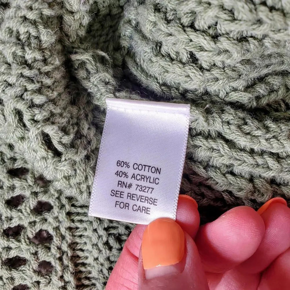 Sonoma Open Front Sweater Vest Cardigan Green Beige Size Small - Picture 9 of 12